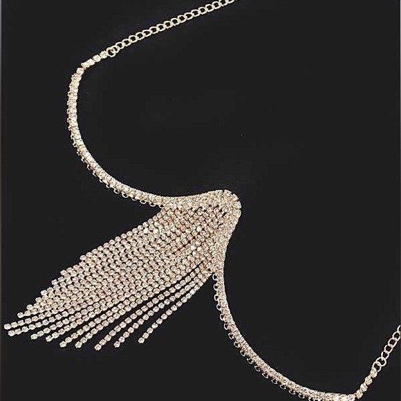 Gold Fringe Bra Bodychain Statement Necklace - Picture 4 of 4